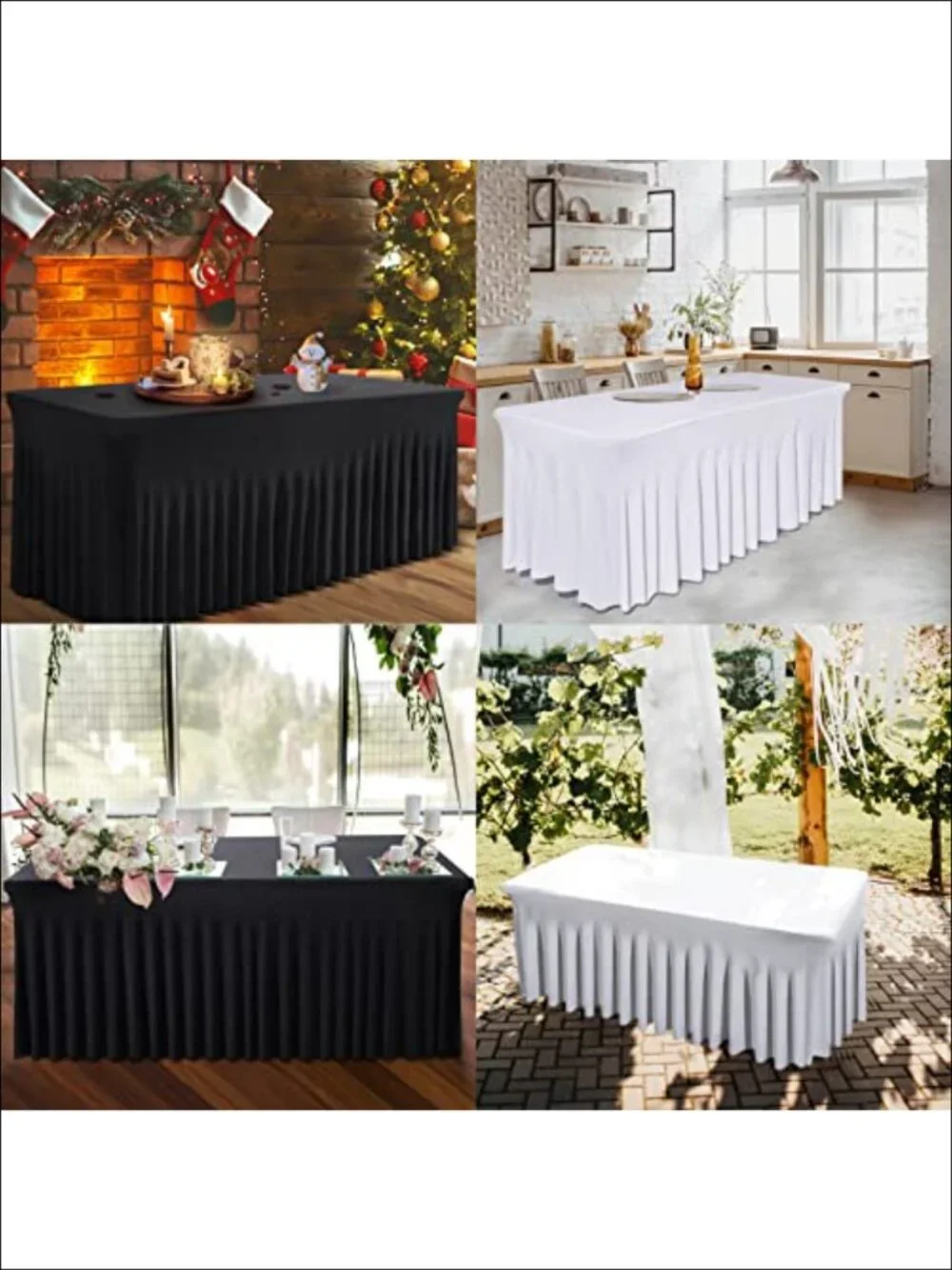 Spandex Table Cloth Skirt for 6FT Rectangle Table One-Piece Stretch